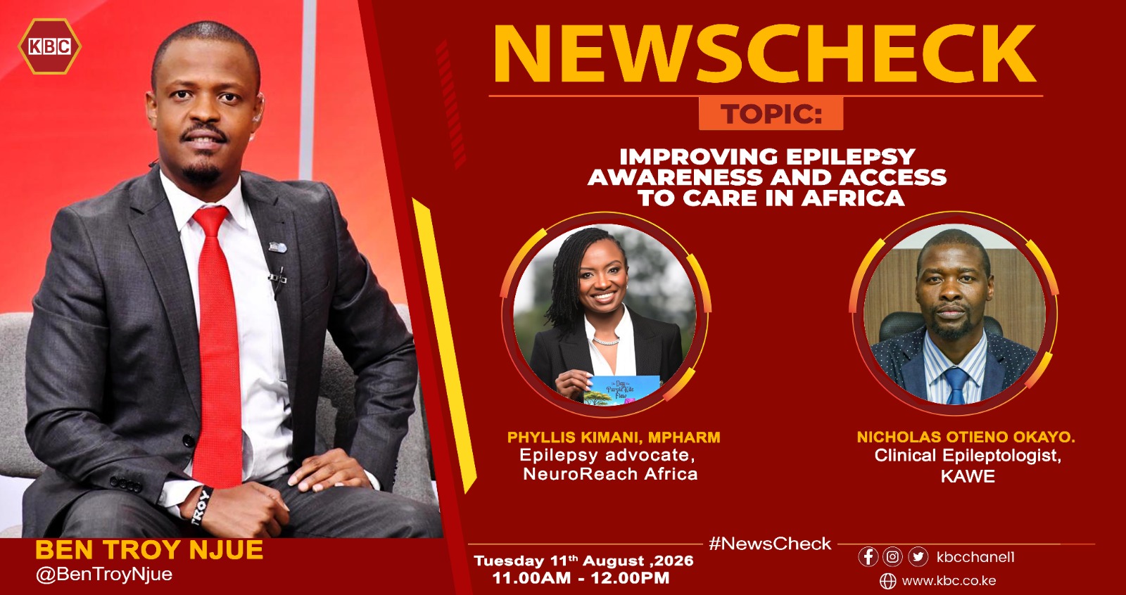 Dr Phyllis Kimani, MPharm, featured on KBC NewsCheck alongside Nicholas Otieno Okayo from KAWE to discuss epilepsy awareness and access to care in Africa.