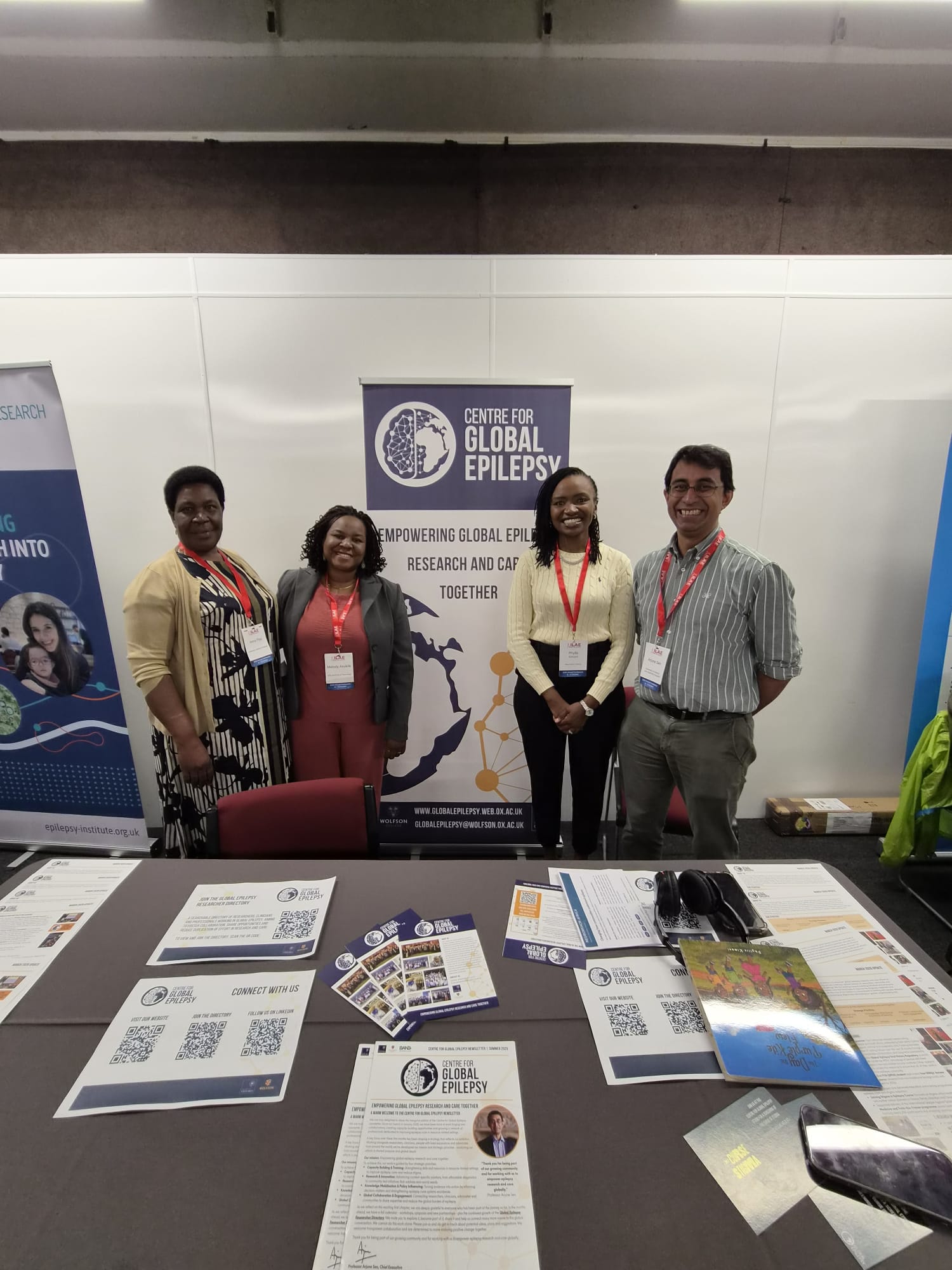 Dr. Phyllis Kimani with colleagues at the Centre for Global Epilepsy stand, ILAE British Branch conference, Harrogate