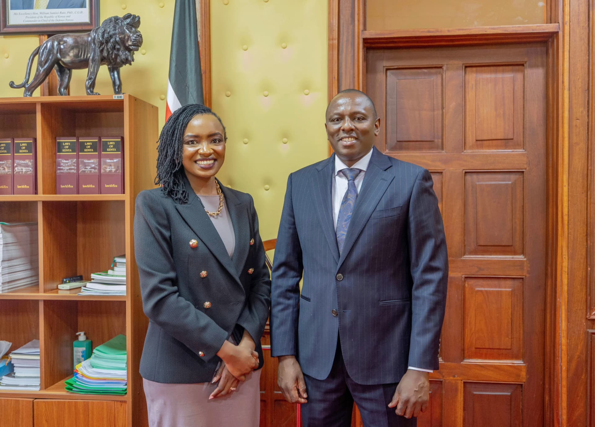 Dr Phyllis Kimani and Hon. Kimani Ichung'wah after discussing seizure first aid in schools.