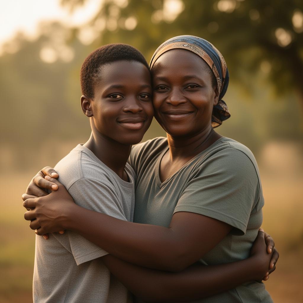 A caregiver hugging a young adult living with epilepsy